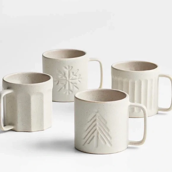 Crate&Barrel | Dining | Cratebarrel Windam 75oz Holiday Mugs Gift Set Of 4  Nwt | Poshmark